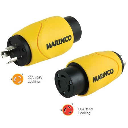 MARINCO Straight Adapter 20Amp Locking Male to 30Amp Locking Female Co S20-30